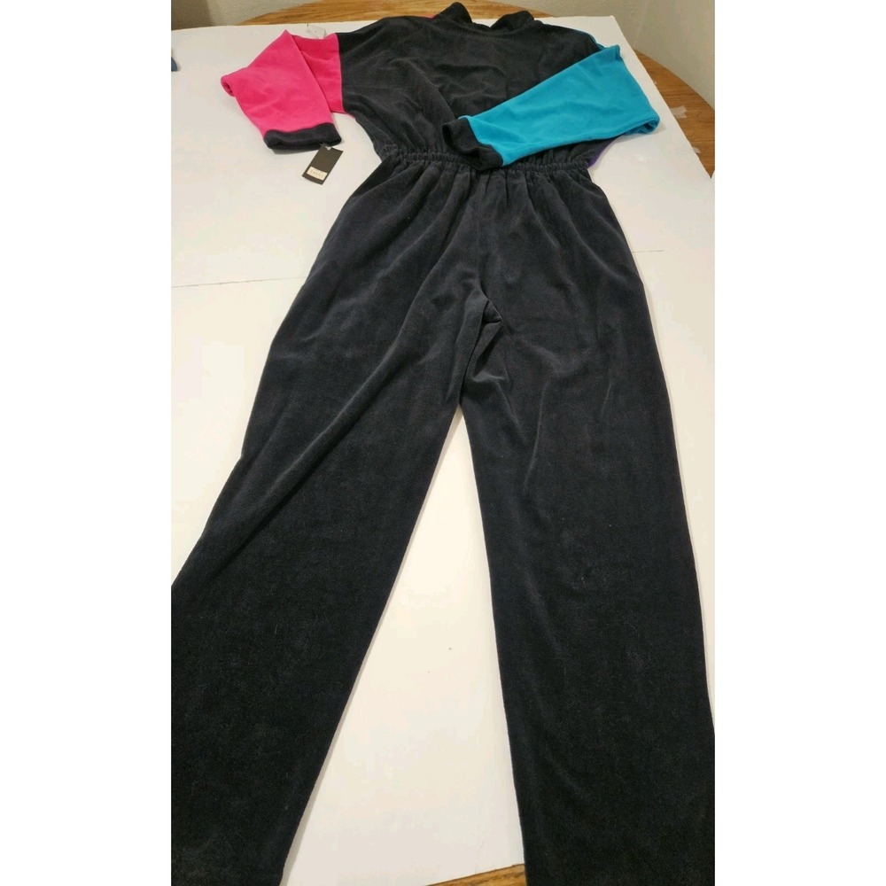 Gerry Vintage Velour 80s Multicolor Shoulder Pad Jumpsuit USA Made Size Large - Picture 7 of 9